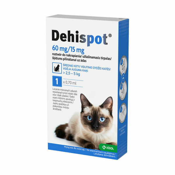 DEHISPOT 60MG/15MG SKYSTIS 0.7ML N1 KATĖMS 2.5-5KG