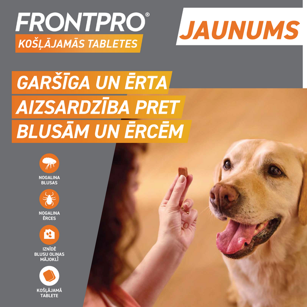 FRONTPRO 28MG KRAMTOMOS TAB N1 (1 tabletė) ŠUNIMS (>4-10KG) - Priešblusų ir priešerkčių kramtomosios tabletės, 2 image