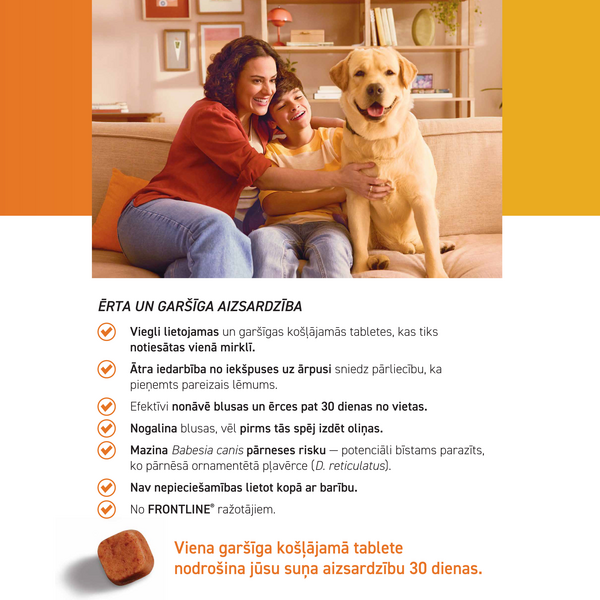 FRONTPRO 136MG KRAMTOMŲJŲ TABLEČIŲ ŠUNIMS (>25-50KG) XL N1 (1 tabletė) - nuo blusų ir erkių kramtomosios tabletės, 4 image