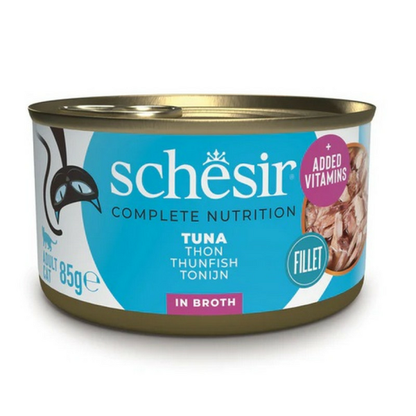 Schesir Cat Tuna in Broth 85g - pilnvērtīgā barība - tuncis buljonā