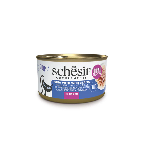 Schesir Cat Tuna su baltąja ančiuvėmis sultinyje 70g - Tunas su ančiovėmis sultinyje