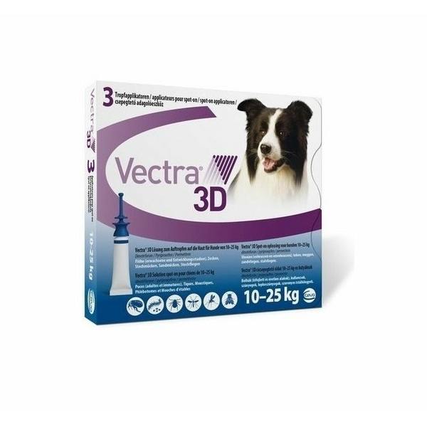 VECTRA 3D 3.6ML ŠUNIMS NUO 10-25KG N1 - ANTIPARAZITINIAI LAŠAI