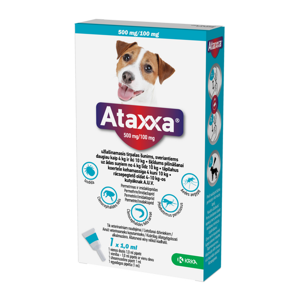 ATAXXA 500/100MG SKYSTIS 1ML ŠUNIMS 4-10KG N1