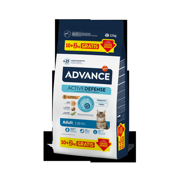 ADVANCE CAT ADULT CHICKEN 10+2 KG - PILNAVERTIS MAISTAS SUAUGUSIEMS KATĖMS. SU VIŠTIENOS MĖSA.