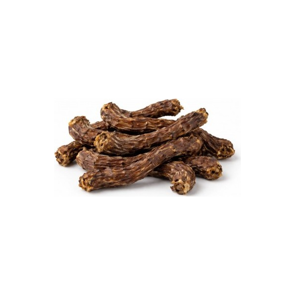 HAU & MIAU šunų užkandis - anties kakleliai 500 gr - papildomas maistas šunims, džiovinti anties kakleliai.